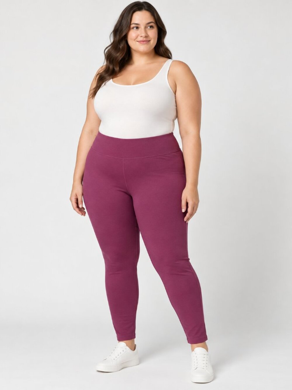Terra & Sky 3X Purple High Rise Full Length Stretch Leggings Plus Size NWT